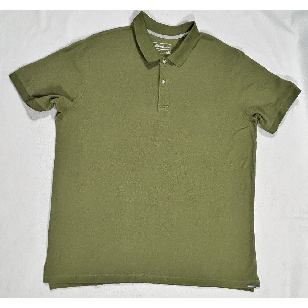 Eddie Baurer Men T2XL Short Sleeve 100% Cotton Olive Army Green Polo Golf Shirt - Picture 2 of 10
